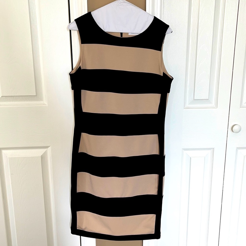 Calvin Klein Size 6 beige and black shift dress. EUC. Worn once.